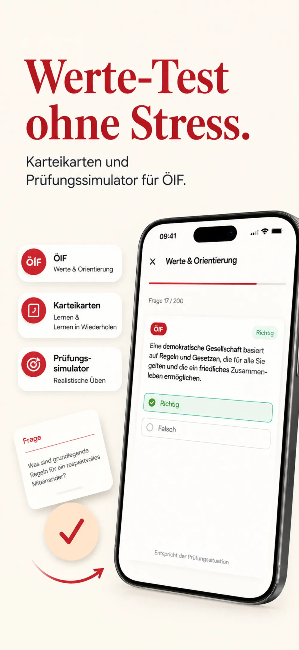 GetBereit App: Werte und Orientierung mit Karteikarten und Prüfungssimulator